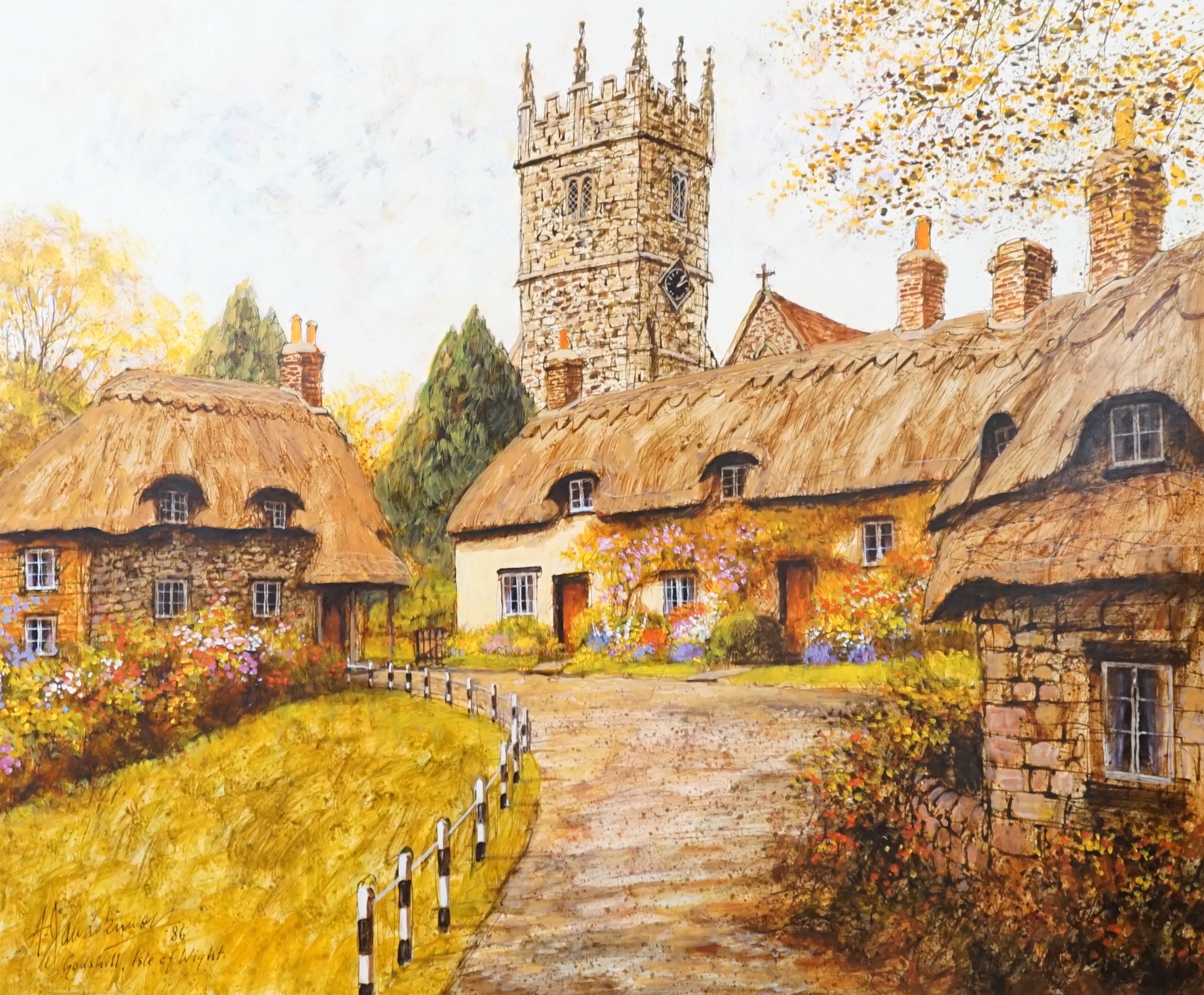 Alex Jawdokimov (b. 1937) oil on canvas, 'Godshill, Isle of Wight', signed and dated '86, 49 x 60cm. Condition - good